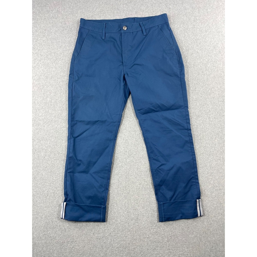 Levis Chino Pants Mens 34x32 Blue Canvas Relaxed Fit Straight Leg Roll Up Cuffs